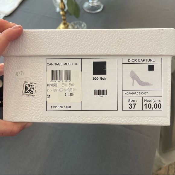 Christian Dior Black Mesh Lace Cannage Pump | Size 7/37 - Picture 2 of 8